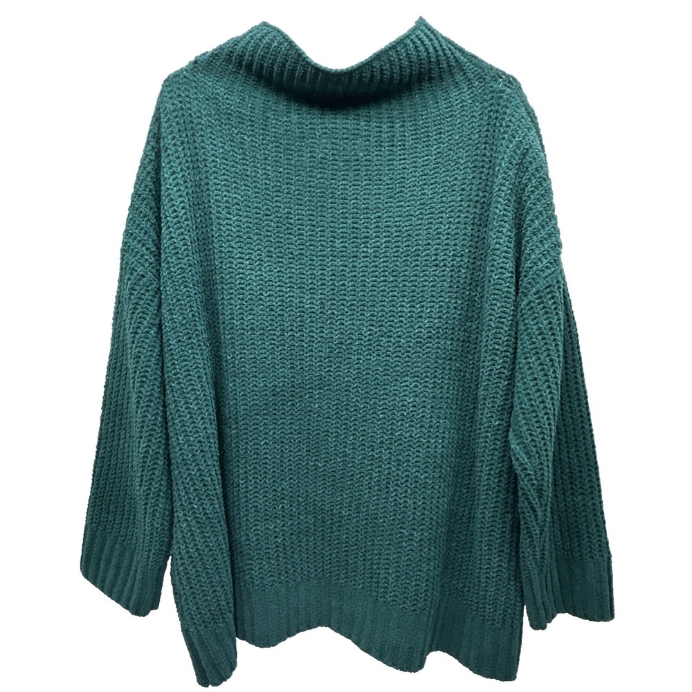 True Craft Cable Knit Sweater Women's Large Emerald Green Crewneck 90s Chunky
